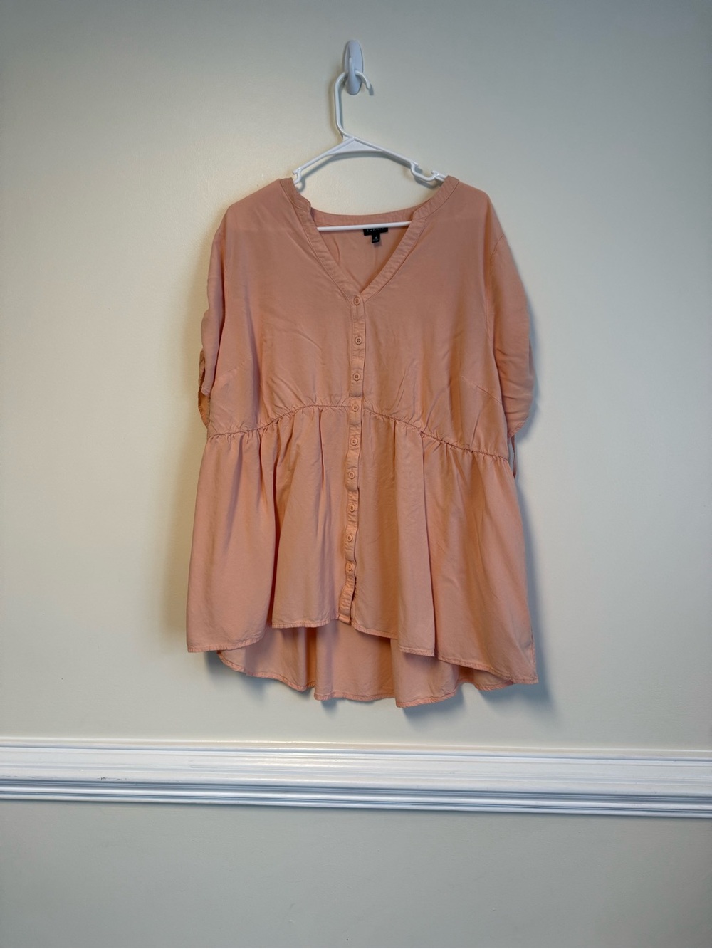 torrid Blush Button-Front Peplum Tunic